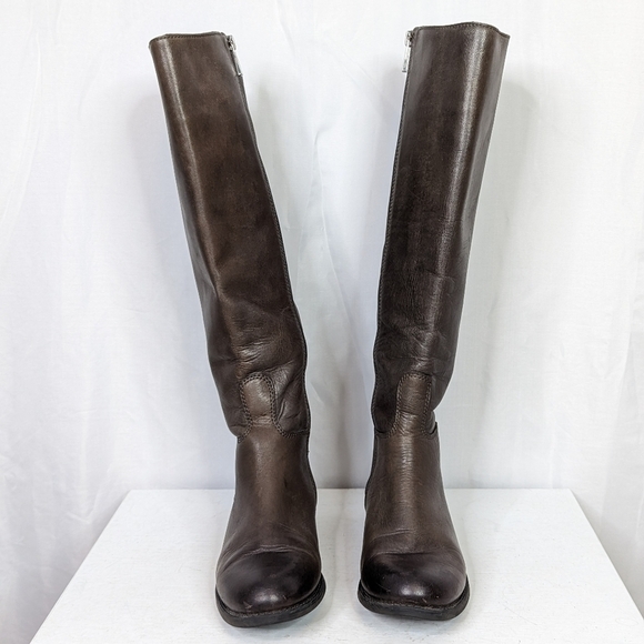 Vince Camuto Kadia Grey Brown Leather Knee High Tall Riding Boots - Picture 4 of 8